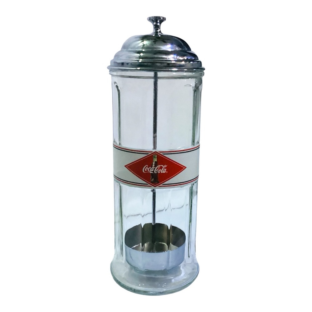 Vintage Coca-Cola Glass Straw Holder 11.5" Tablecraft Soda Fountain Dispenser